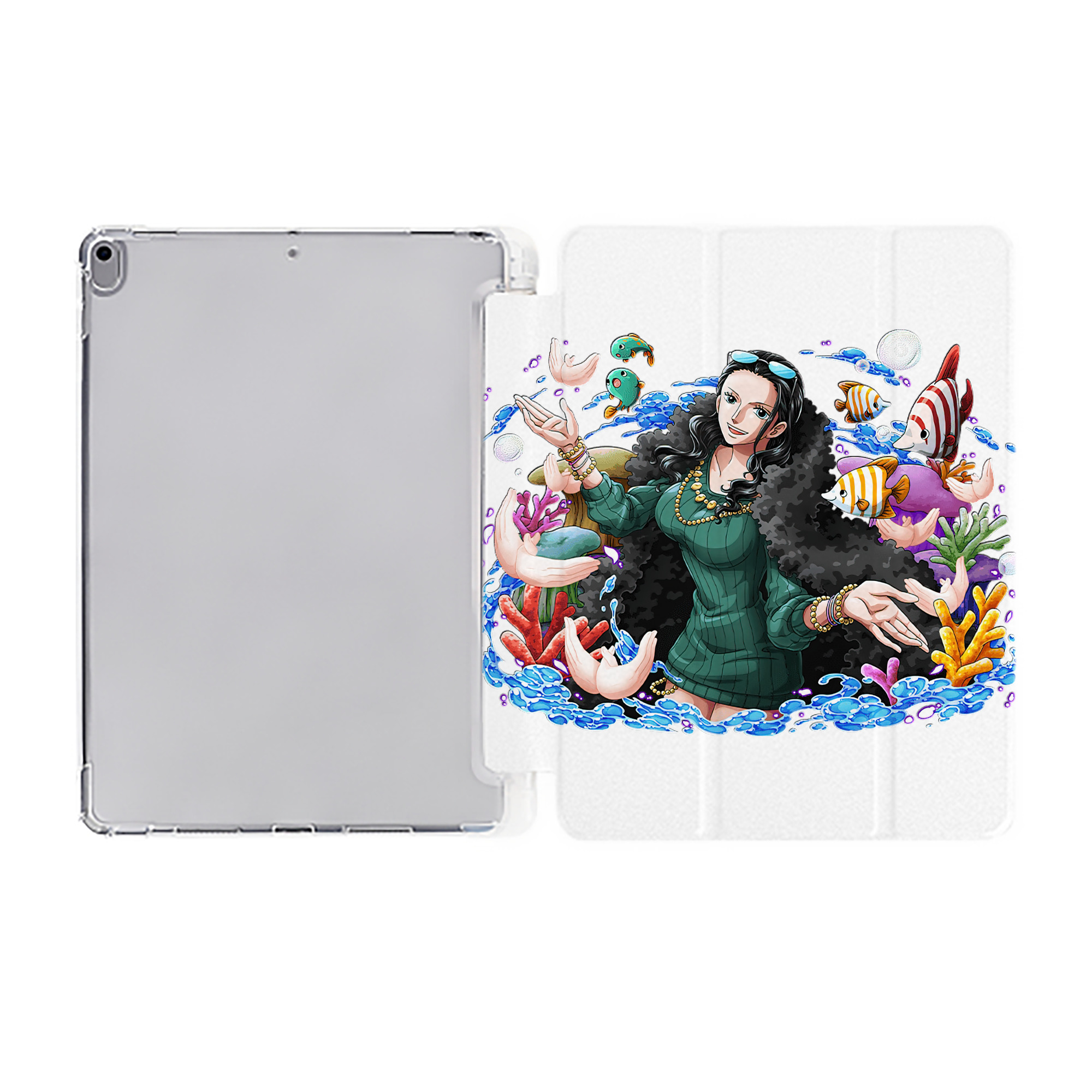 （画像用） ワンピース ニコ・ロビン ONE PIECE Nico Robin IPad ケース ペン収納付き 三つ折りスタンド PUレザー×シリコン 対応機種9.5/10.5/10.9インチ